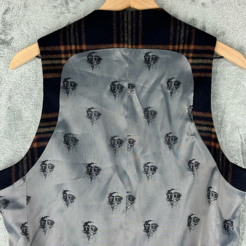 Twisted Tailor Vest Mens‎ 38R McLaren Waistcoat Navy Mustard Wool Blend